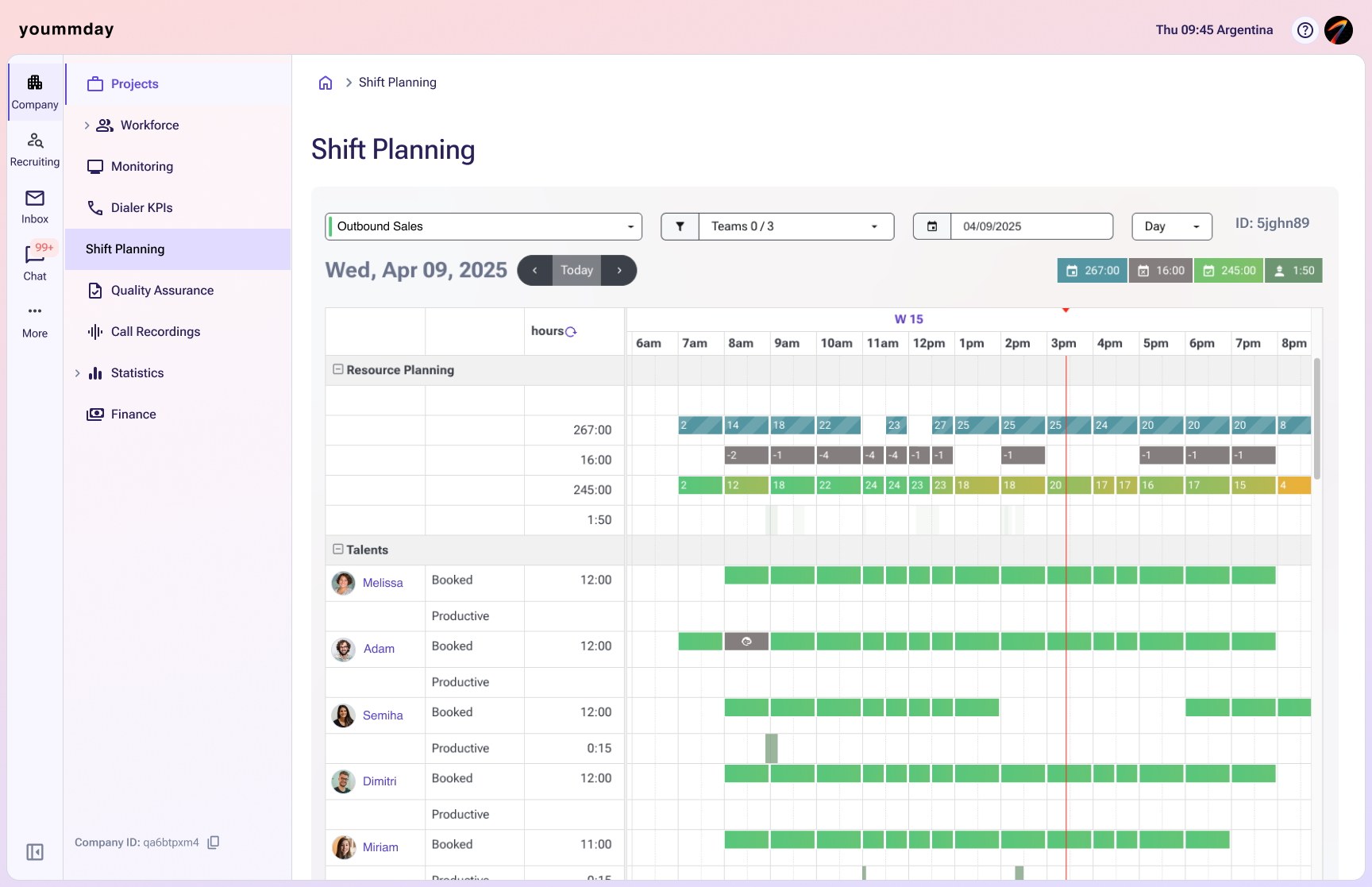 yoummday's platform for managing shifts 